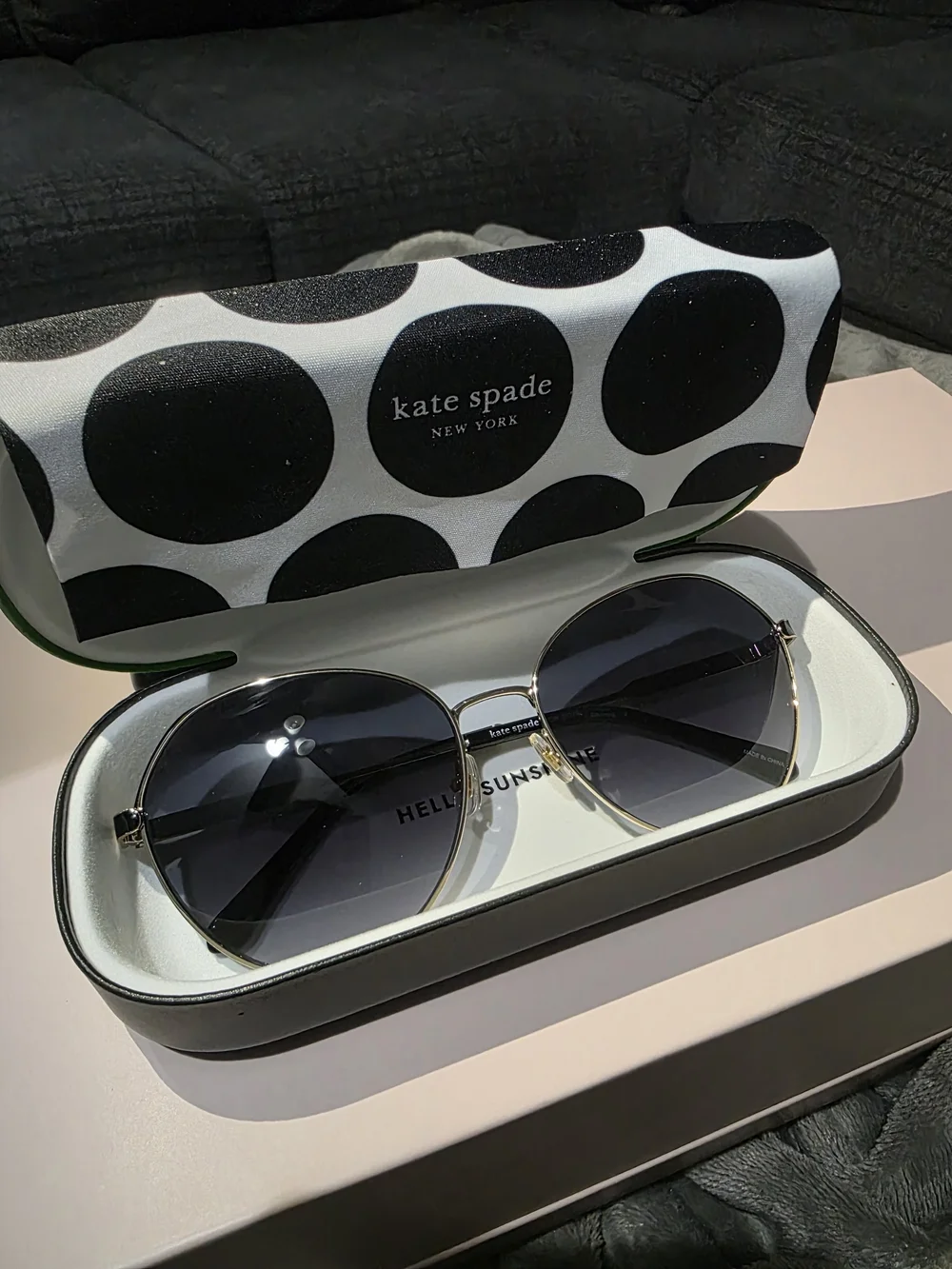 kate spade Silver Frame Sunglasses with Black Lenses